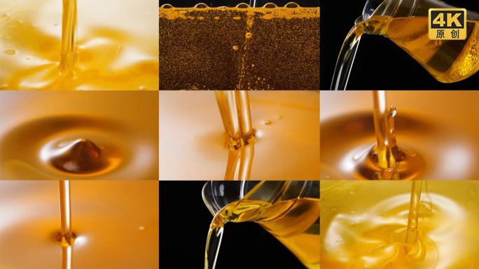 食用油金色液体润滑油慢动作