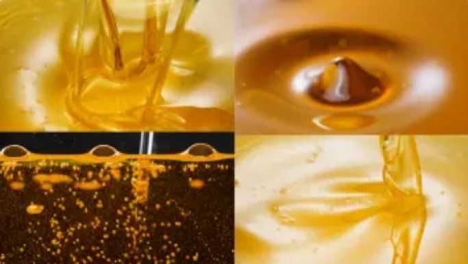 食用油金色液体润滑油慢动作