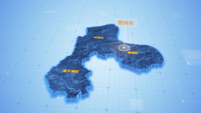 湖北鄂州市三维地图科技感