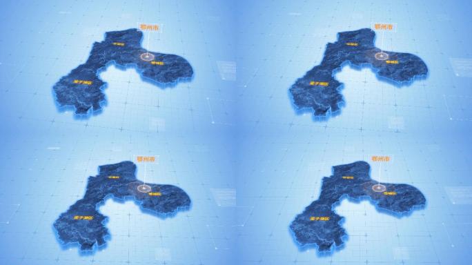 湖北鄂州市三维地图科技感