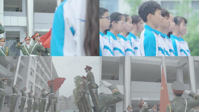 【4K慢镜头】中学升旗仪式