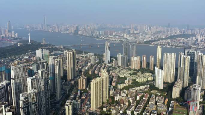 4k航拍武汉城市汉阳高空镜头