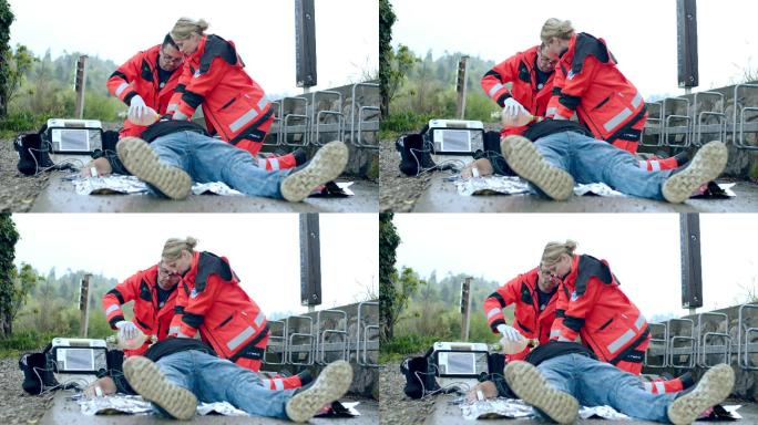 医护人员正在进行CPR