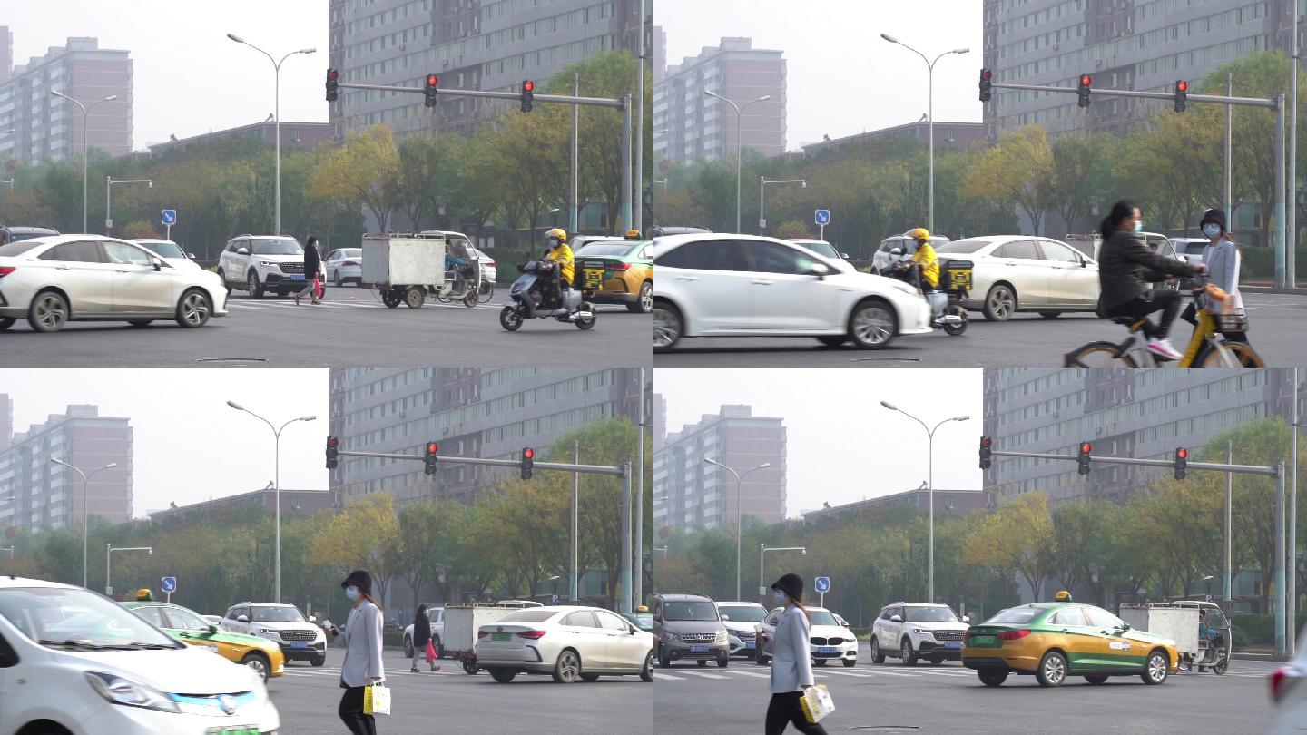 高速拍摄北京城市雾霾红绿灯01