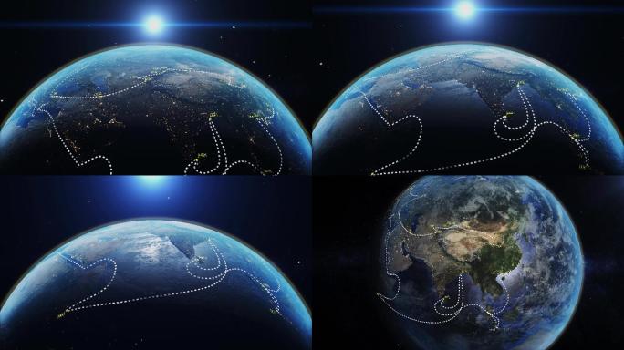 【4K】日出地球一带一路