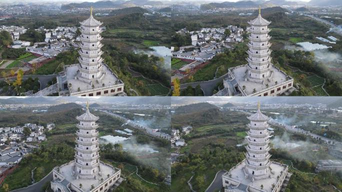 航拍贵州贵阳大兴国寺古塔