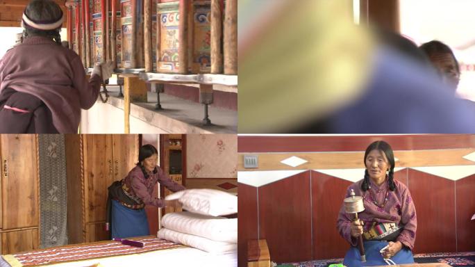 转经的藏族女人  藏族生活