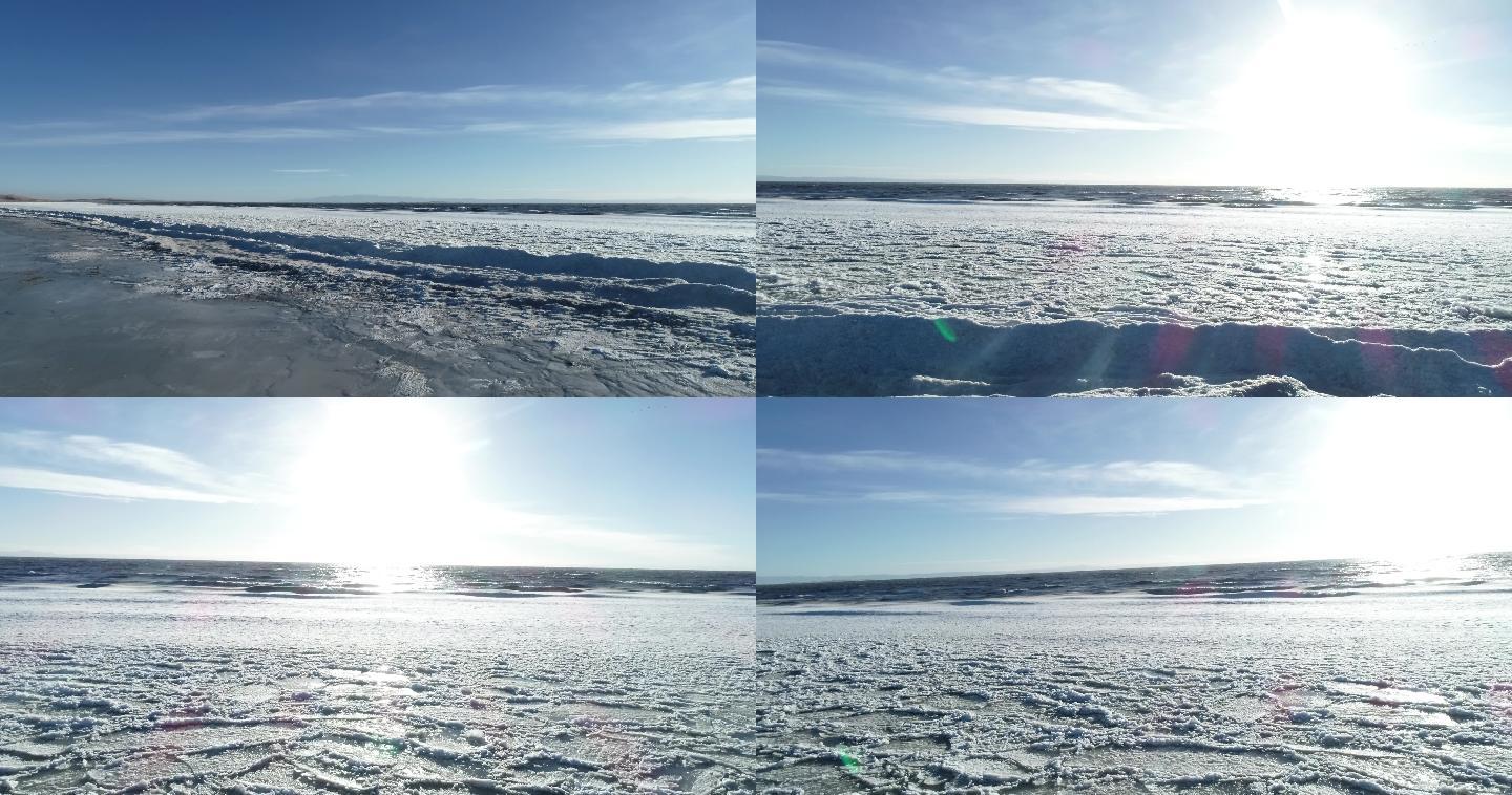 冬季青海湖 冰封