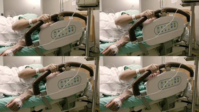 孕妇在分娩前躺在医院的床上