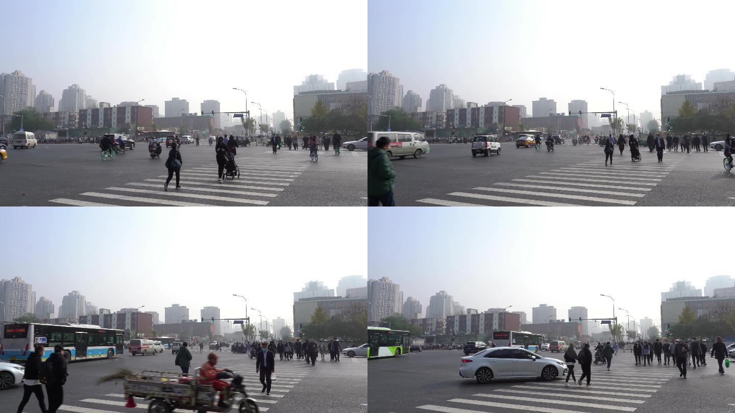 4K拍摄北京城市路口人群01