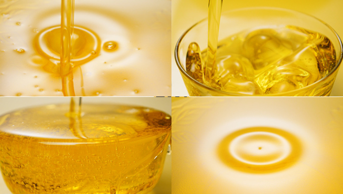 倒油植物油金黄色液体茶慢动作