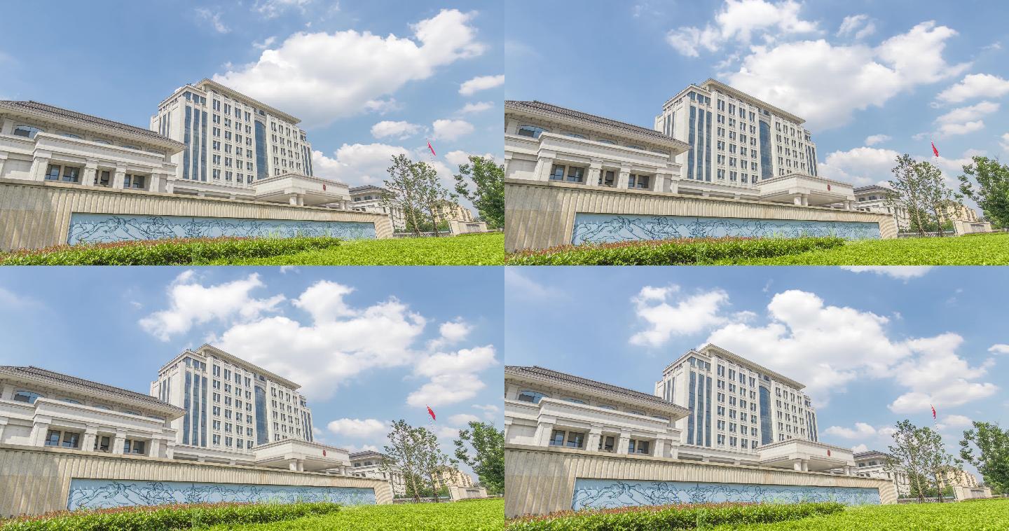 瓜沥镇政府大楼侧面延时摄影