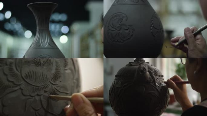 4K耀州瓷雕刻