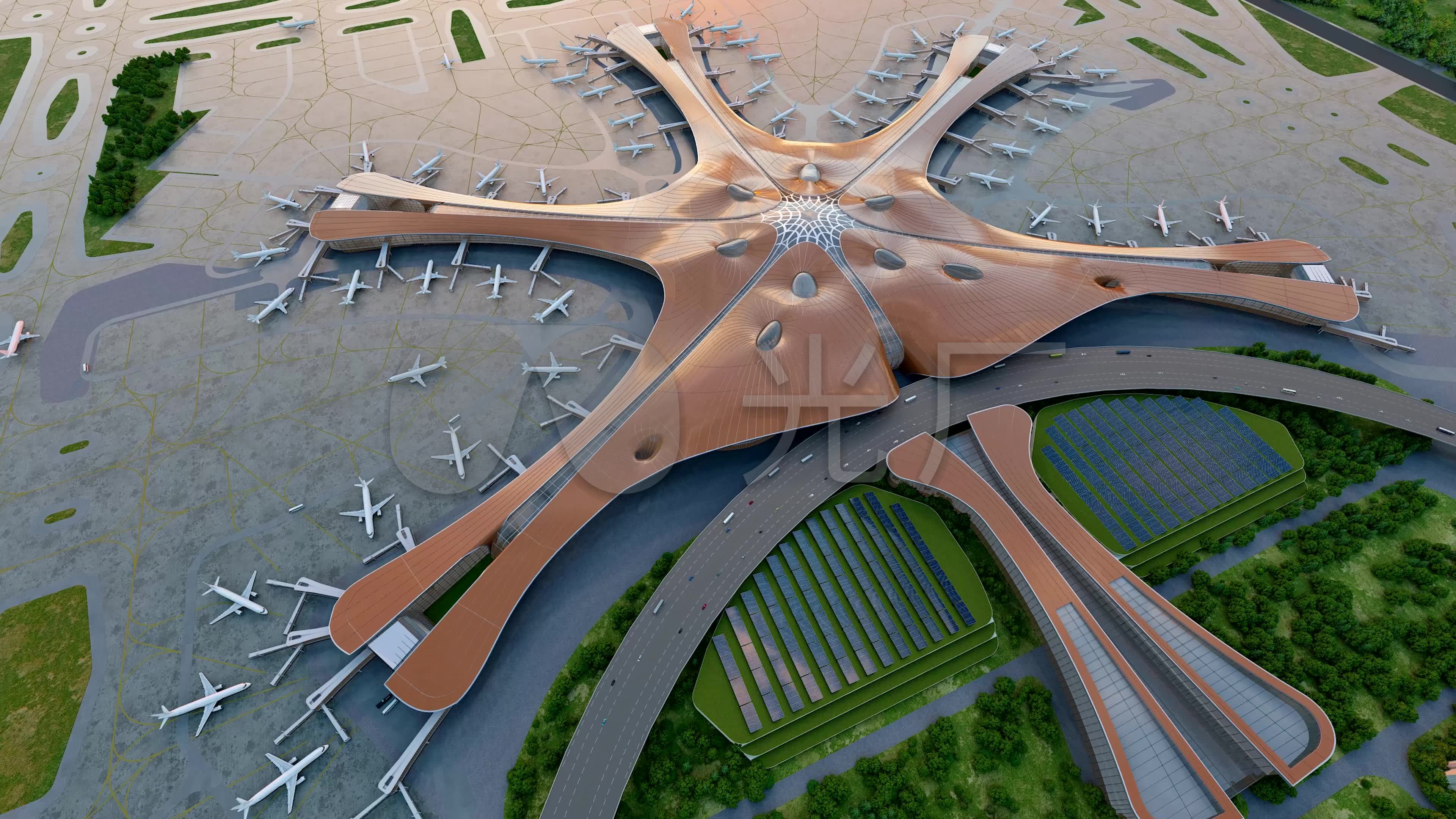北京大兴机场最新全貌＋平面设计图_航站楼