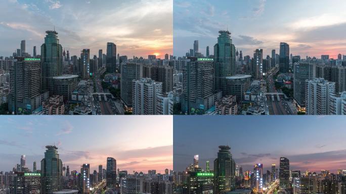 广州天河区岗顶商圈日落延时摄影