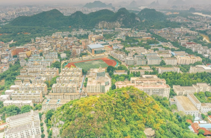 桂林七星区理工大学航拍延时城市风景