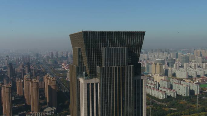 许昌城市建筑街道车流第一高楼顶楼航拍