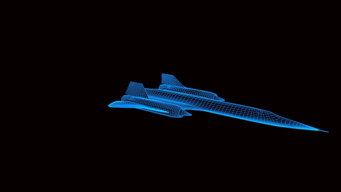 全息科技蓝色线框科幻高速侦察机动画带通道