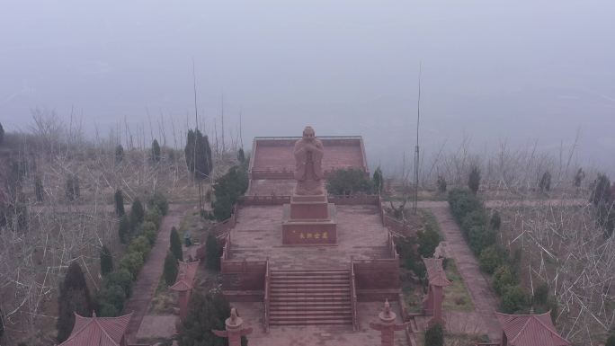 襄城紫云书院万世师表孔子雕像航拍全景