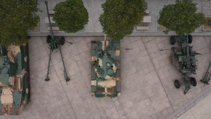 航拍纪念馆陵园飞机坦克
