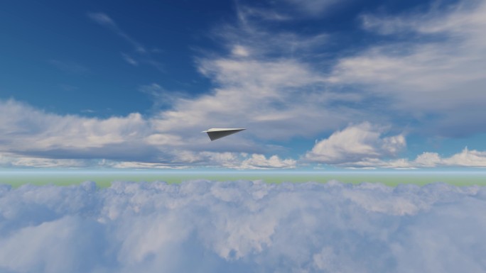 云层上的纸飞机