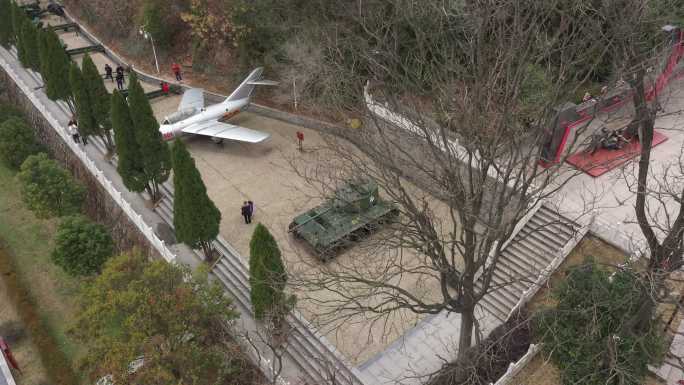 航拍纪念馆陵园飞机坦克