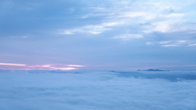 天空云海山顶蓝天白云云层云端延时