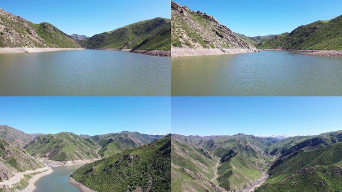 4K航拍新疆地貌湖泊雪山