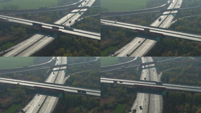现代交通互通式立体交叉高速公路航拍