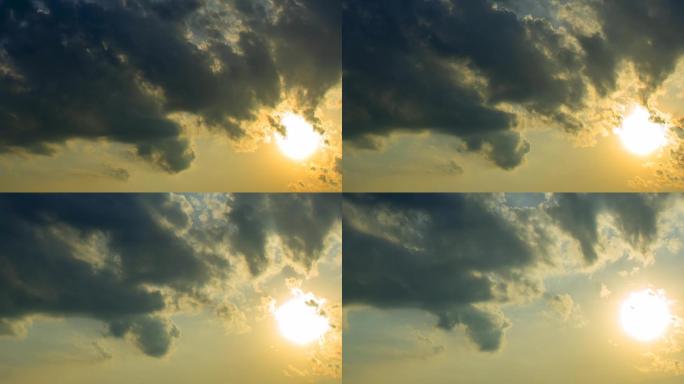 清晨天空阳光云层太阳与乌云视频