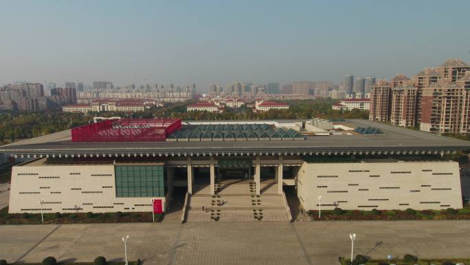 许昌博物馆场馆建筑航拍全景推近