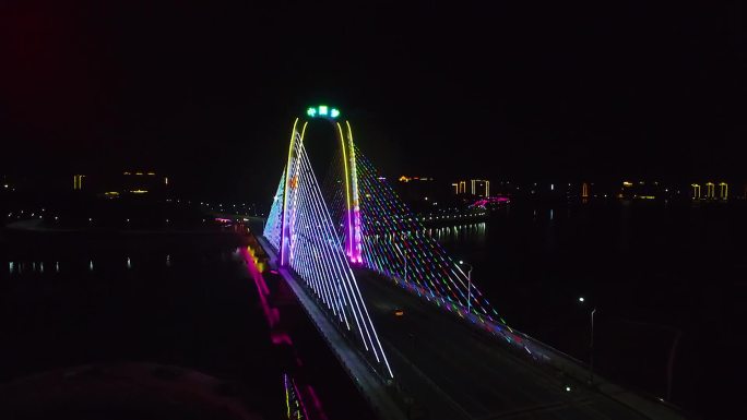 航拍夜景中国梦大桥