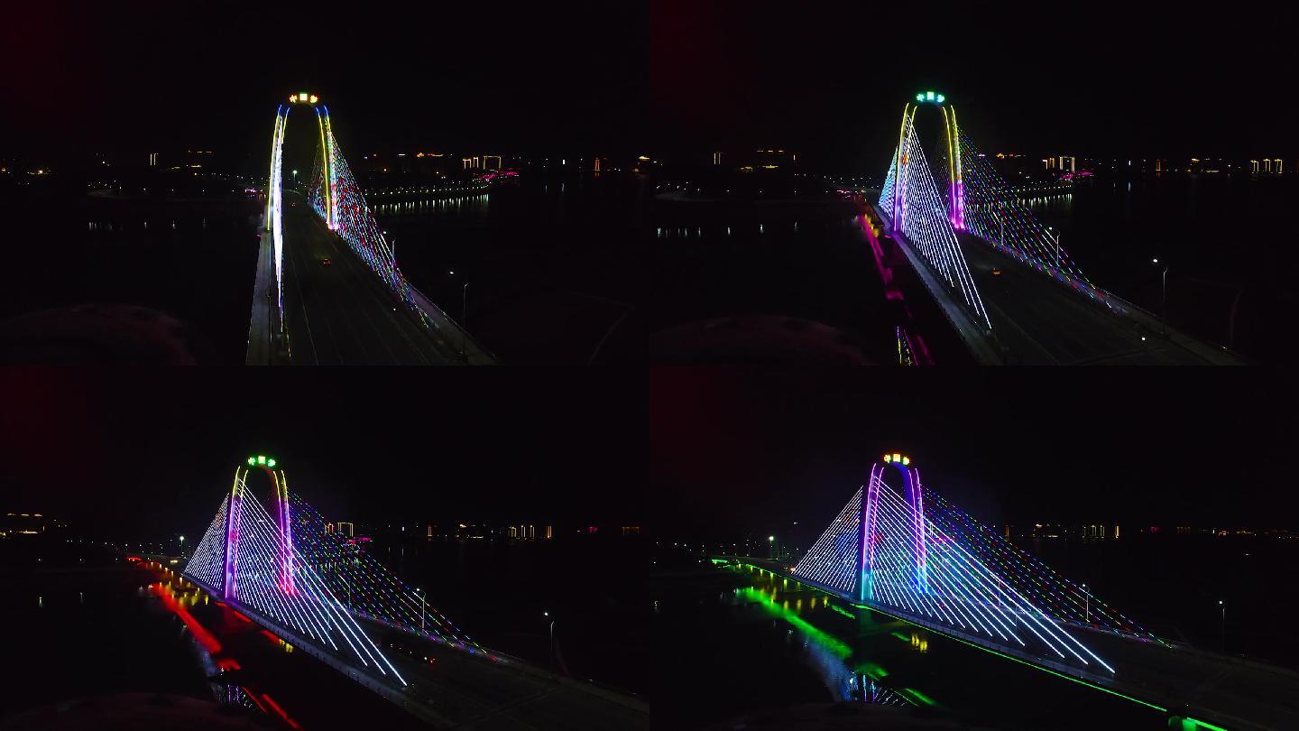 航拍夜景中国梦大桥