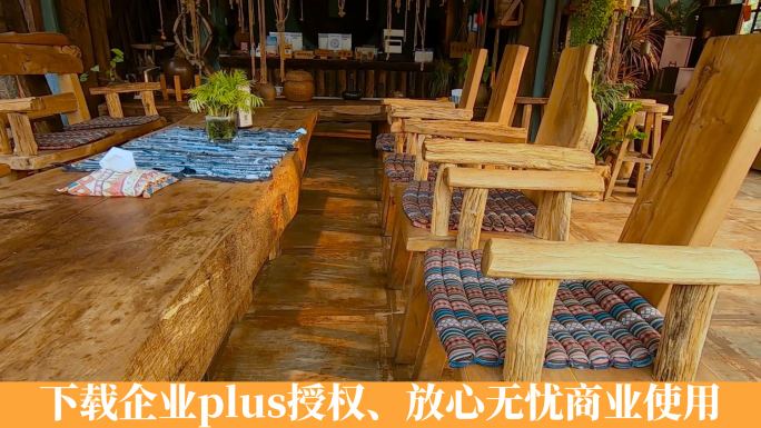 民族风格木制茶桌木椅茶室视频