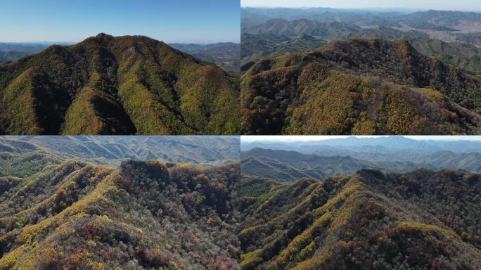 高空航拍辽宁本溪摩天岭秋色