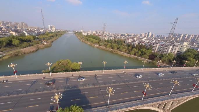 扬州江都地标龙川桥穿越机实拍