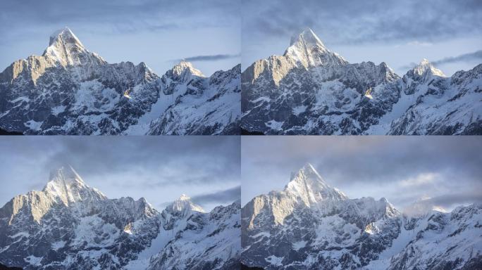 4k实拍四姑娘山景区雪山日出延时