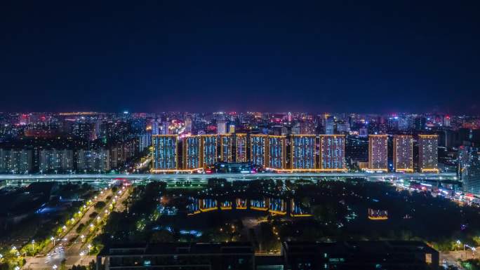 济宁城市4K夜景航拍延时