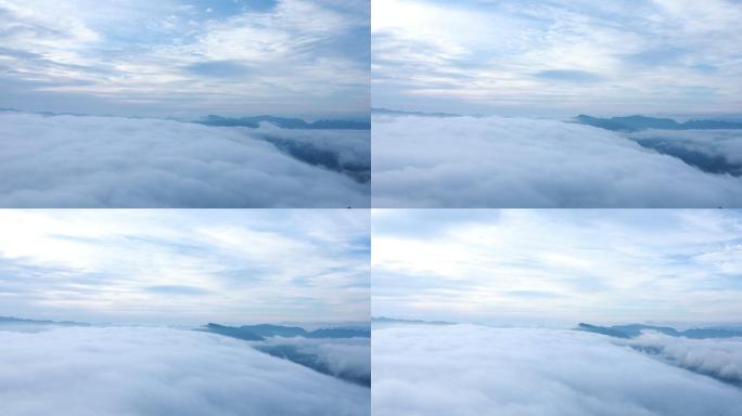 天空云海山顶蓝天白云云层云端延时