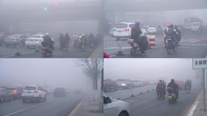 【原创】城市雾霾天出行的车辆行人