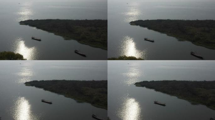 航拍波光粼粼的宿鸭湖