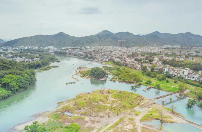 桂林大圩古镇航拍风景延时大气毛洲岛