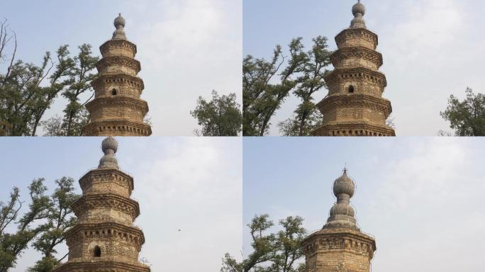 大兴寺塔古塔顶部航拍近景