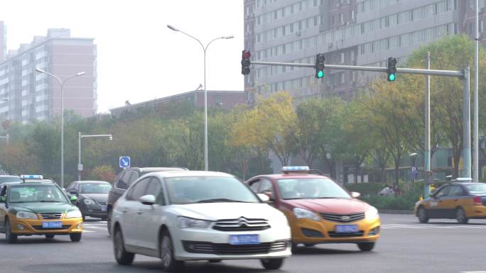 4K一组北京城市朝阳北路车辆行人街景镜头