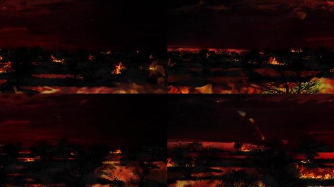 红色森林火灾舞台场景背景音乐素材