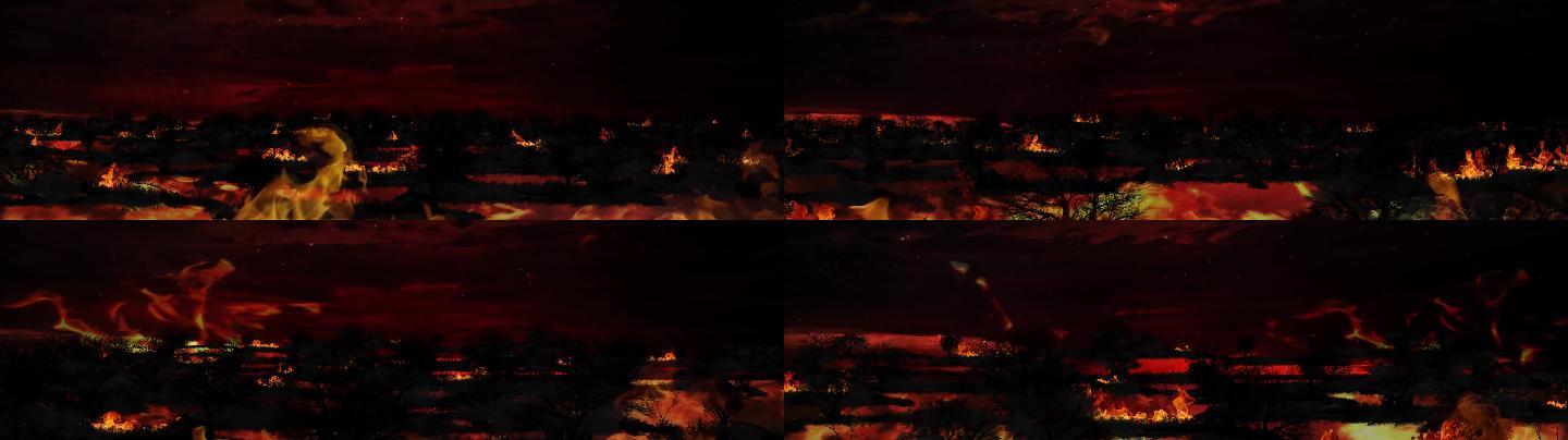 红色森林火灾舞台场景背景音乐素材