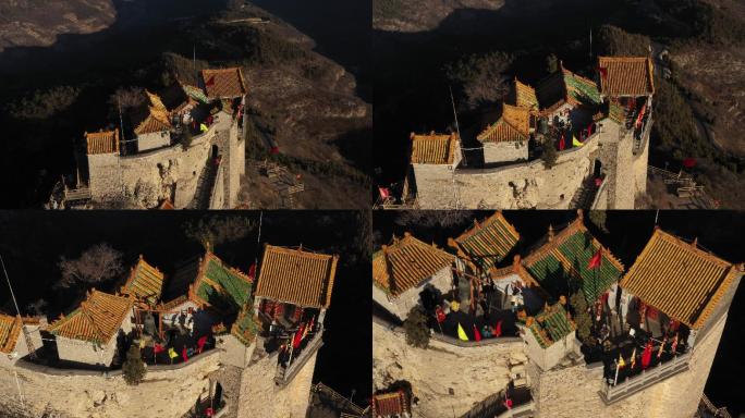 柏尖山寺山川寺庙建筑灵霄宝殿航拍近景