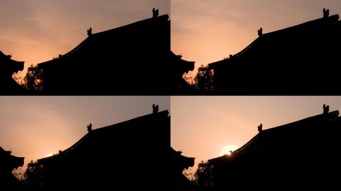 羑里城建筑太阳升起延时空镜