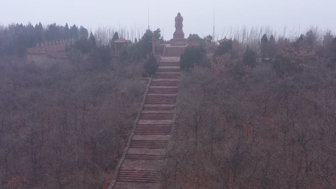 襄城紫云书院万世师表孔子雕像航拍