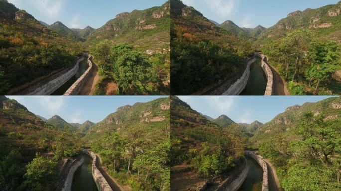 太行山大峡谷秋景红旗渠干渠航拍近景